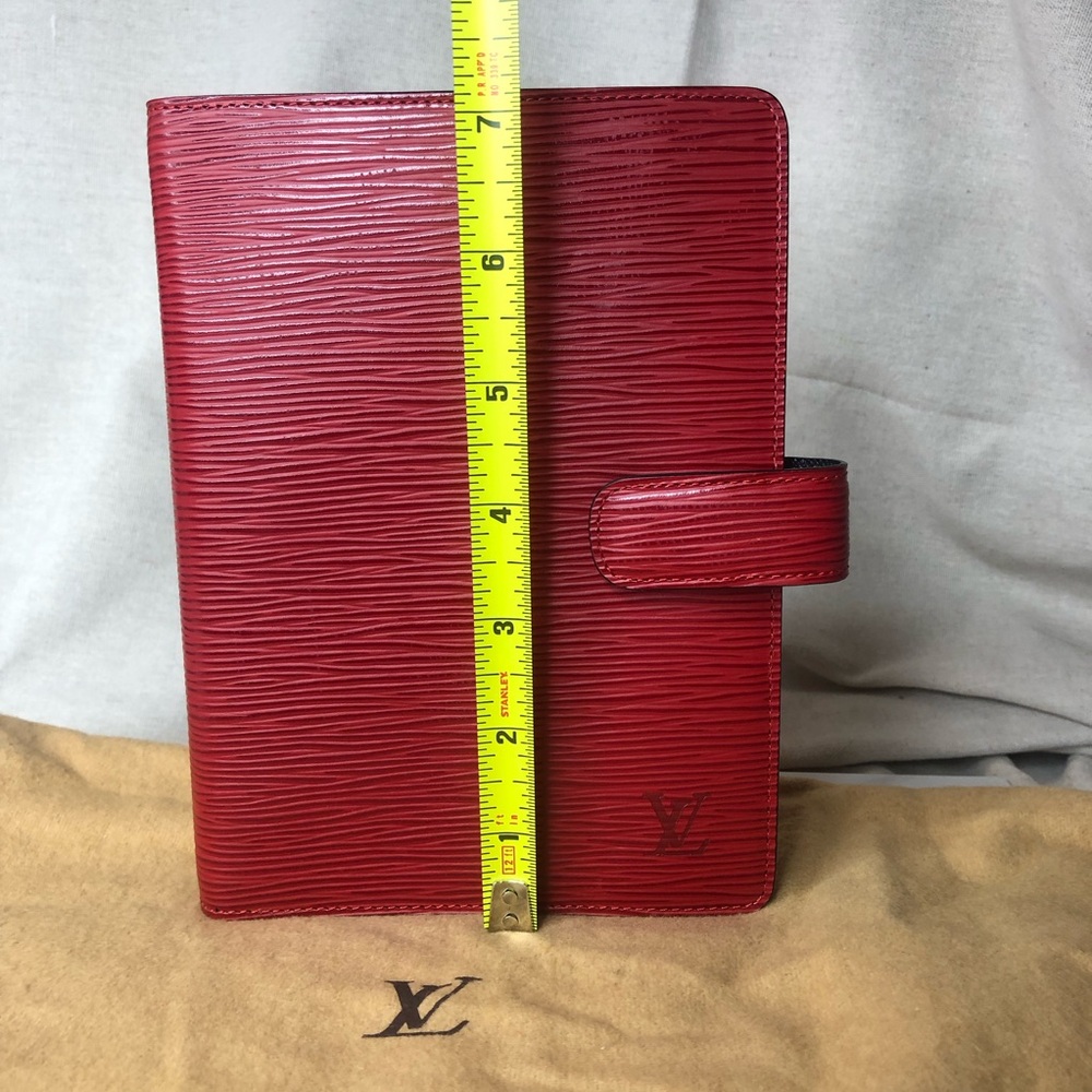 LOUIS VUITTON Red Epi Leather Notebook Agenda Passport Cover MM - Picture 8 of 16